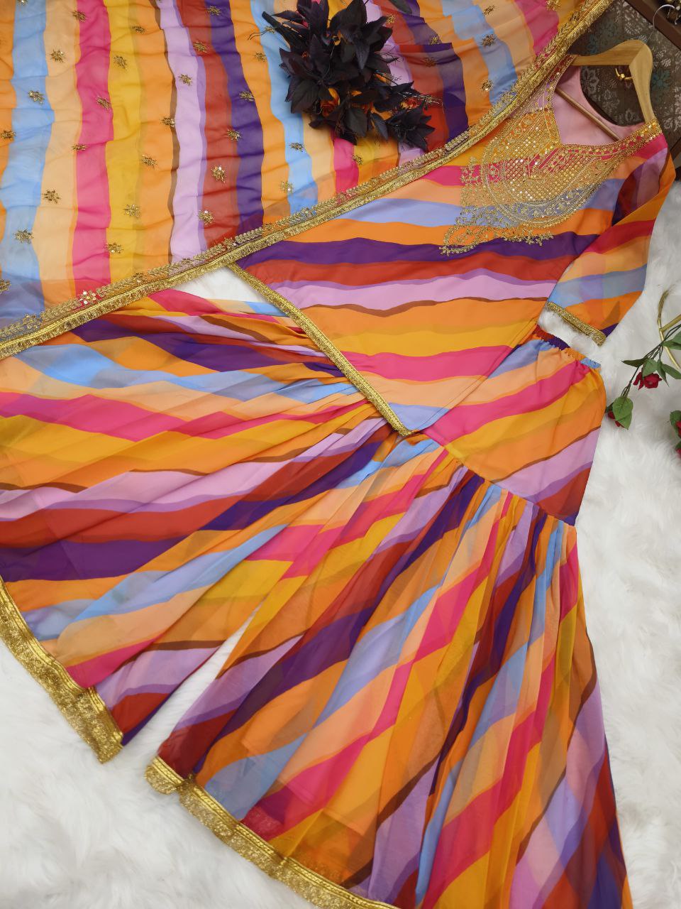 Multi Color Party Wear Georgette Coding Sequence Work Sharara Suit