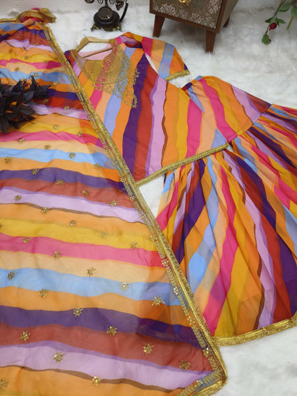 Multi Color Party Wear Georgette Coding Sequence Work Sharara Suit