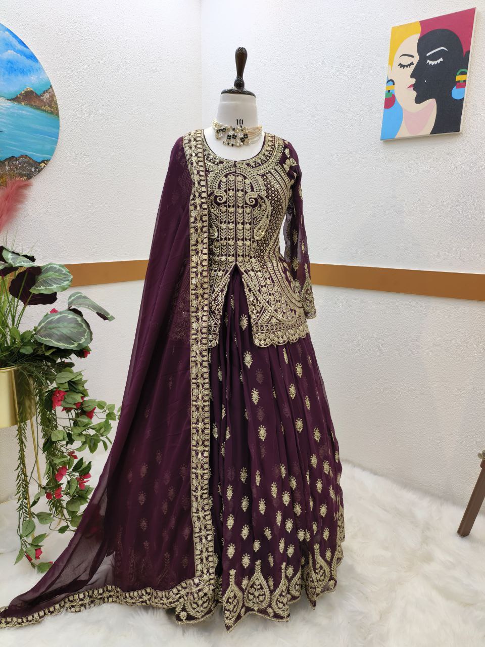 Sensational Georgette Sequence Work Ready Made Lehenga Choli