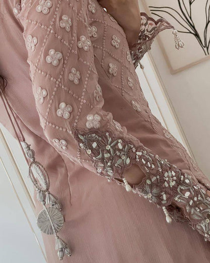 Wedding Wear Light Purple Color Georgette Mirror Sequence Work Sharara Suit Suit