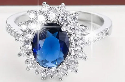 Inlaid Simple Ring Affordable Luxury Fashion Blue Diamond Ring
