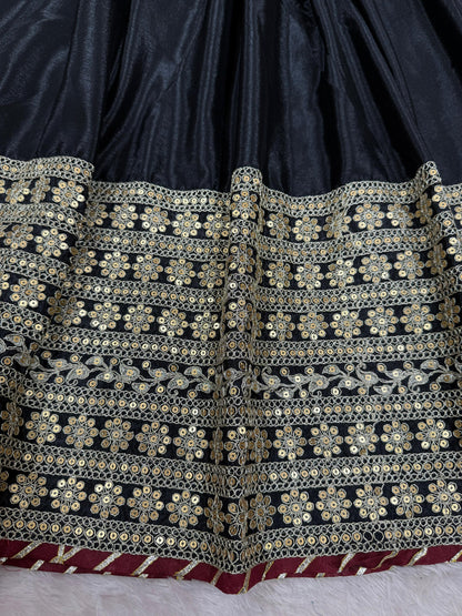 Elegant Chinon Silk Ethnic Set with Thread Sequence Embroidery
