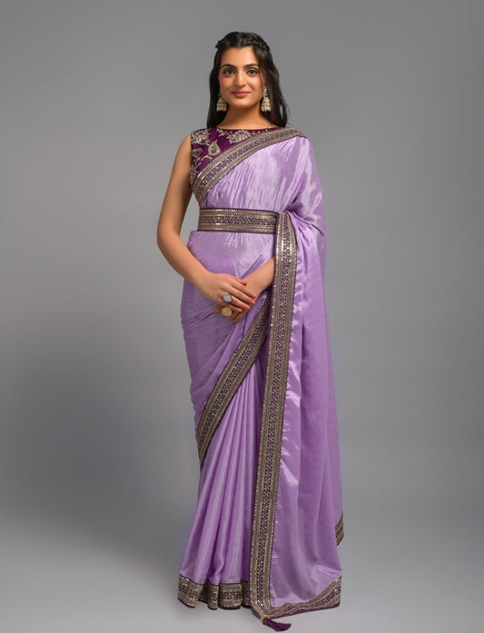 Kamarbadh Embroidery Lace Saree with blouse