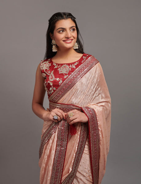 Kamarbadh Embroidery Lace Saree with blouse