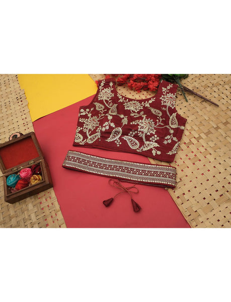 Kamarbadh Embroidery Lace Saree with blouse