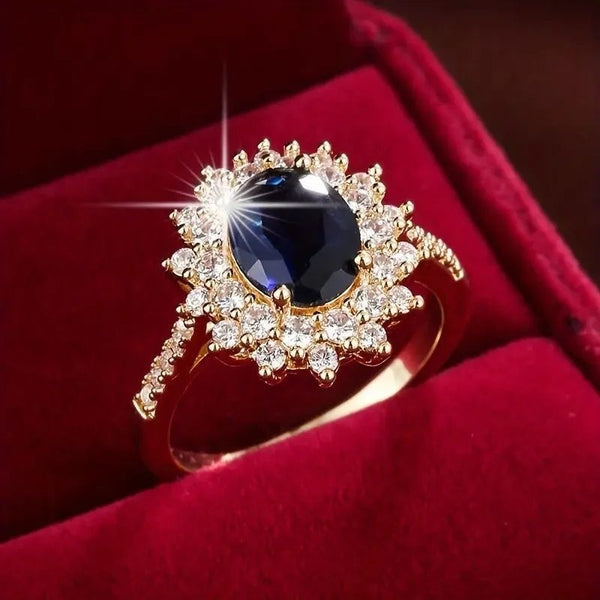 Inlaid Simple Ring Affordable Luxury Fashion Blue Diamond Ring