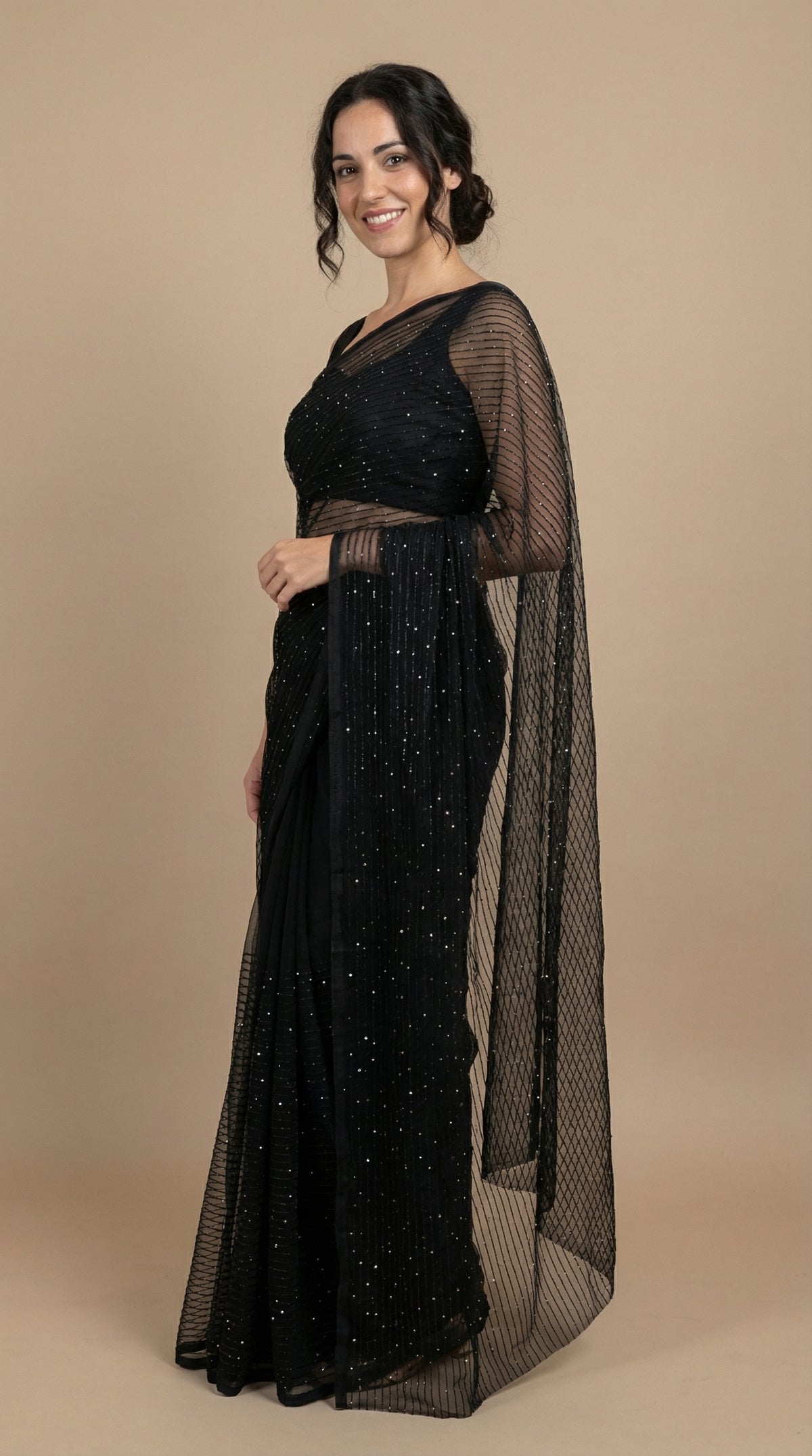 Black color Designer saree with blouse