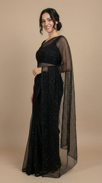 Black color Designer saree with blouse