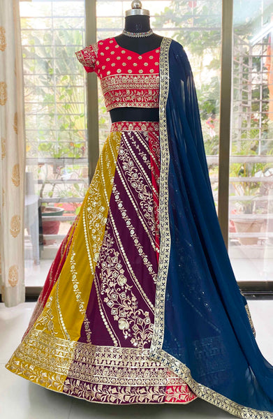 Multi Color Georgette Lehenga For Women