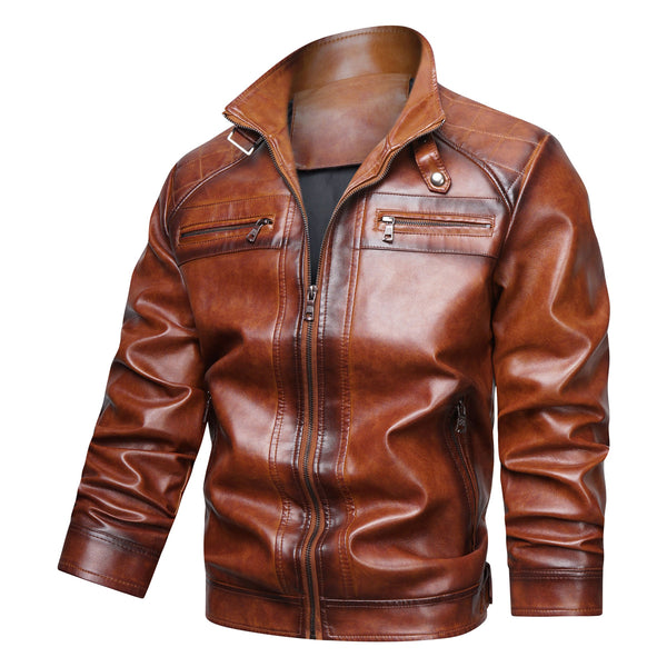 Men's Retro Faux Leather Cafe Racer Jacket - Stylish & Trendy