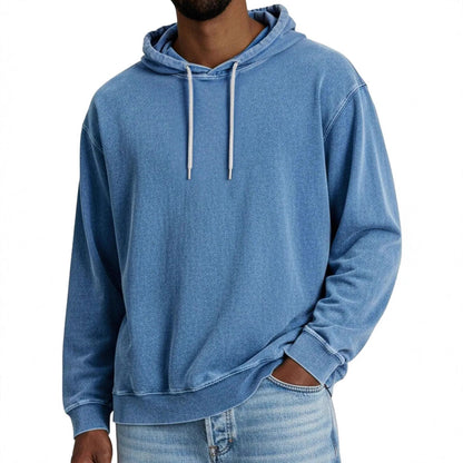 Casual Solid Color Hooded Long-sleeved Sweatshirt Men