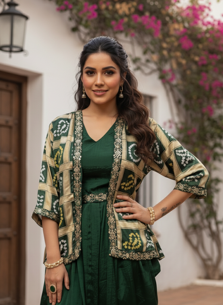 Stylish Chinon Silk Indo Western