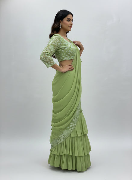 Elegant Faux Georgette Embroidered Lehenga saree Choli Set