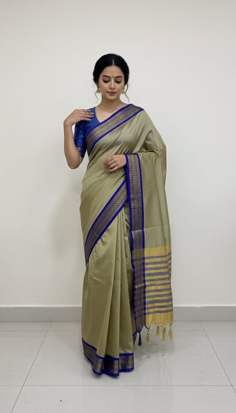 Blue Party Wear Pallu & Jacquard Work On All Over The Saree