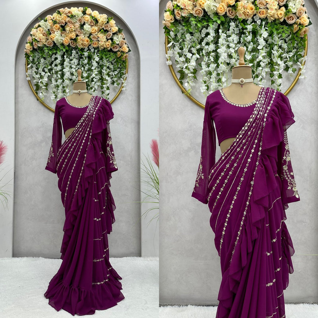 Heavy Georgette Sequence Saree - Bella Signora