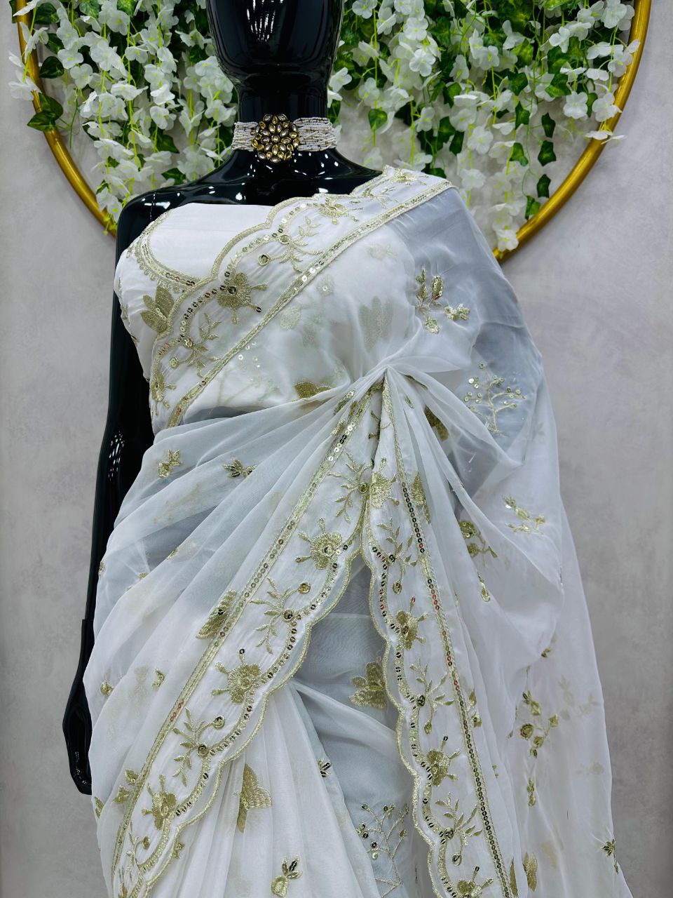 Beautiful Alia Designer Saree on Tabby Organza Silk with Thread & sequence and blouse