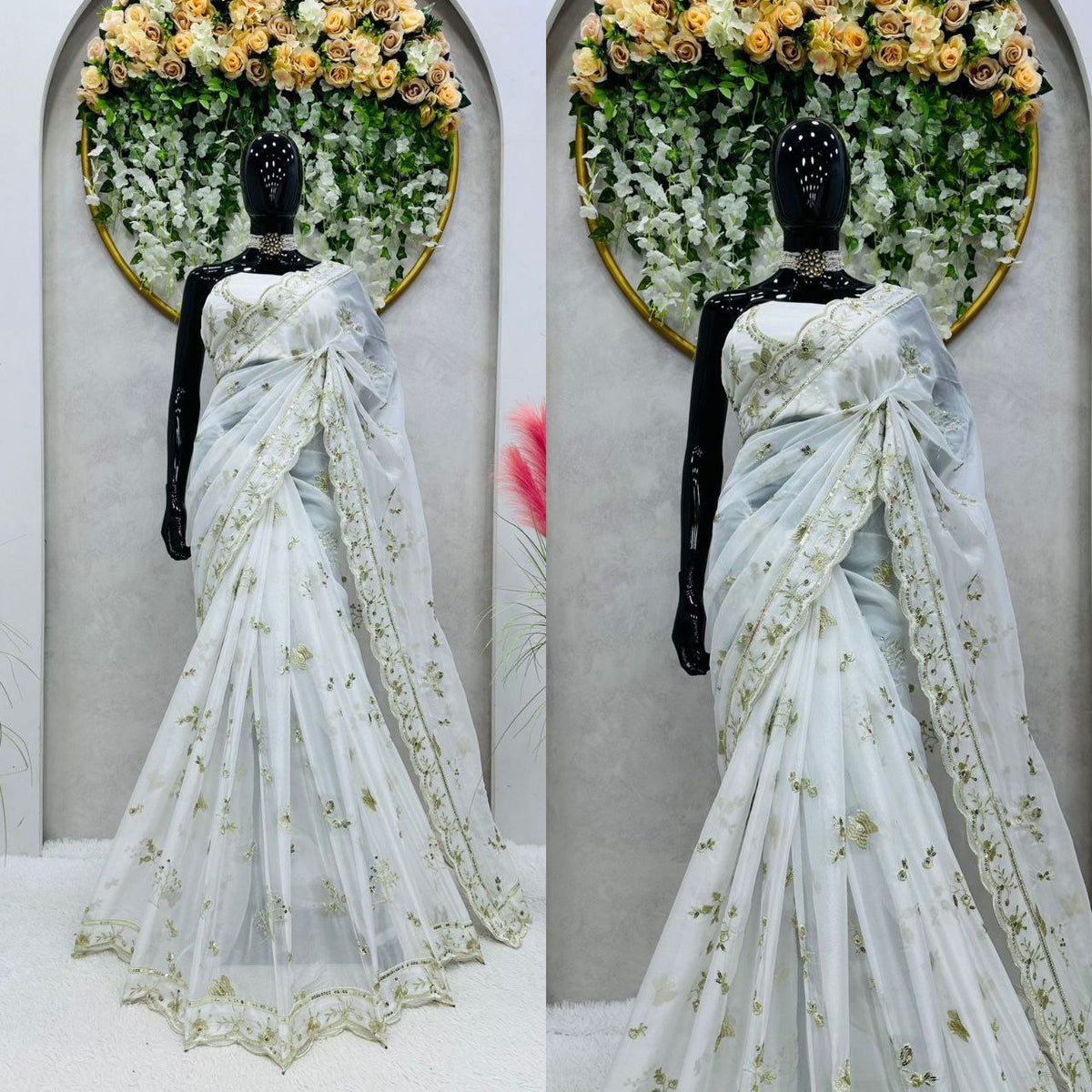 Beautiful Alia Designer Saree on Tabby Organza Silk with Thread & sequence and blouse