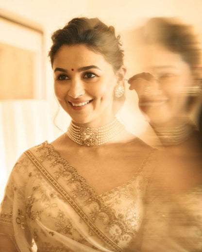 Beautiful Alia Designer Saree on Tabby Organza Silk with Thread & sequence and blouse