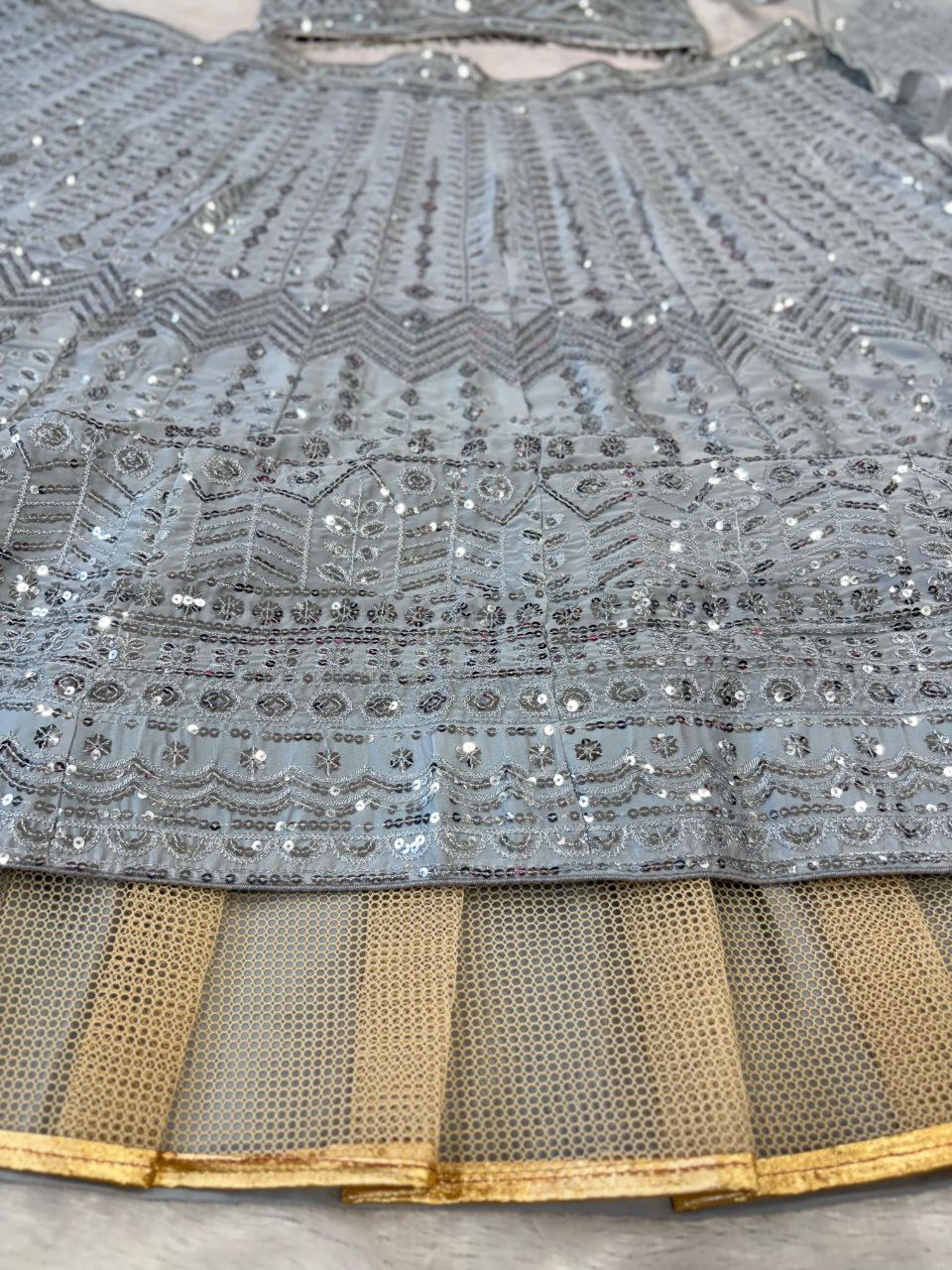 Grey Silk Lehenga For Women