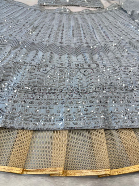 Grey Silk Lehenga For Women