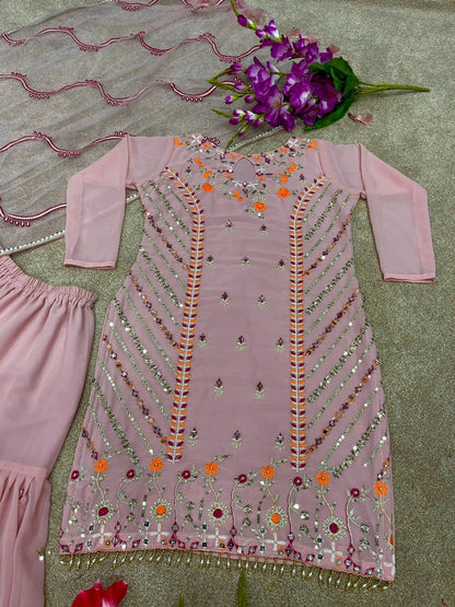 Designer Embroidery Georgette Palazzo Salwar Suit