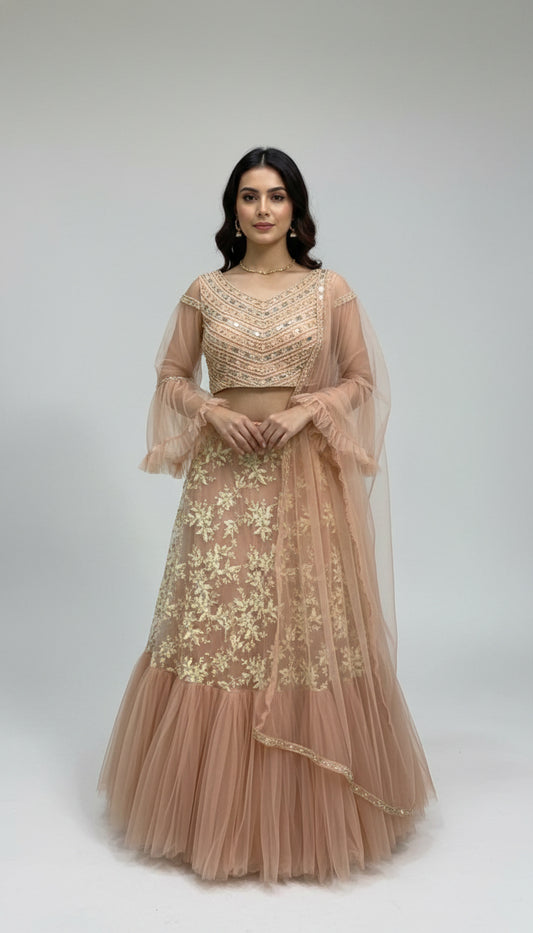 Full Stitched Net Lehenga Choli For Women