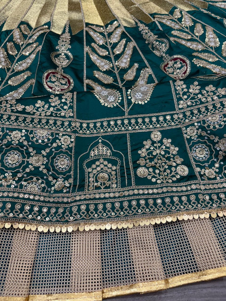 Rama Color Satin Silk Zari Lehenga Choli