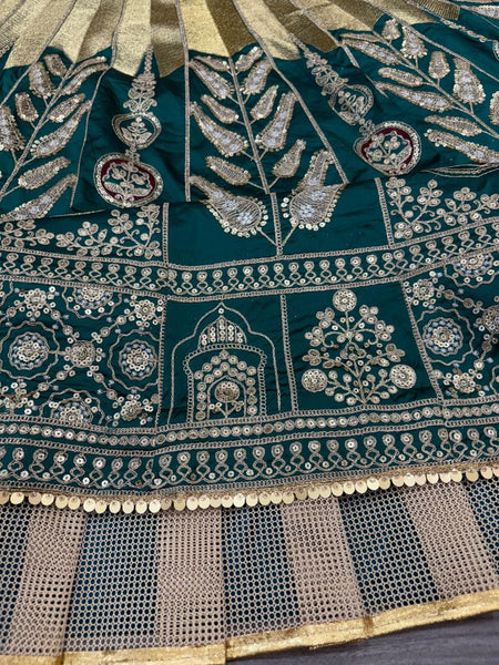 Rama Color Satin Silk Zari Lehenga Choli