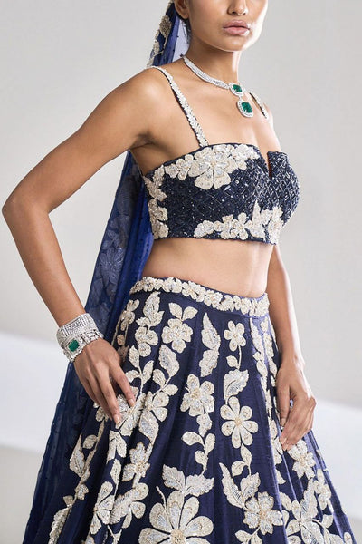 Blue Color Embroidered Sequence Silk Georgette Lehenga Choli