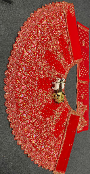 Latest Red Color Georgette Sequence Work Lehenga Choli