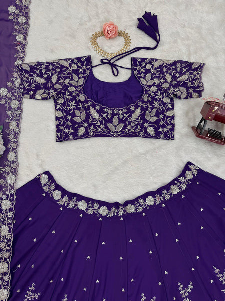 Latest Violet Color Georgette Sequence Lehenga Choli