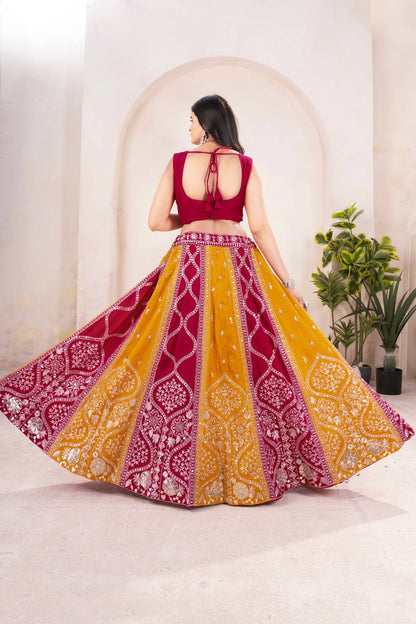 Latest Red Color Sequence Vichitra Silk Lehenga Choli