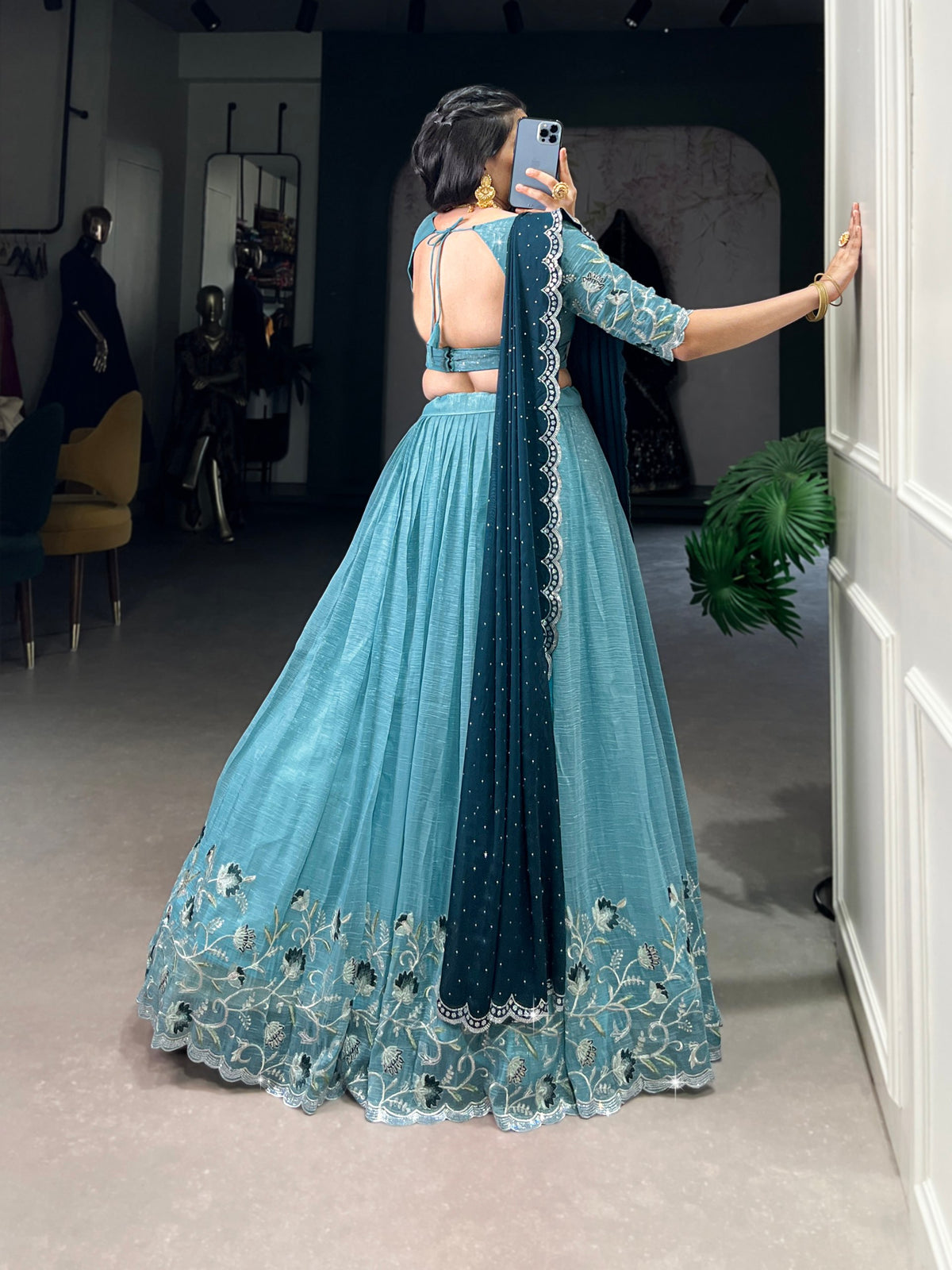 Latest Silver Glosy Sequence Work Lehenga Choli