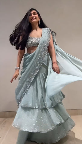 Ready to wear Georgette Sequence Work Lehenga Saree
