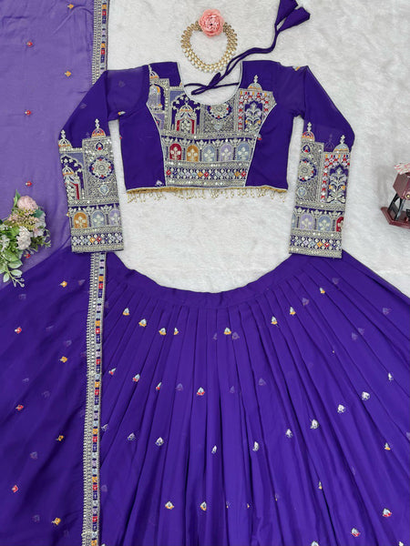 Wedding Wear Violet Georgette Sequence Work Lehenga Choli