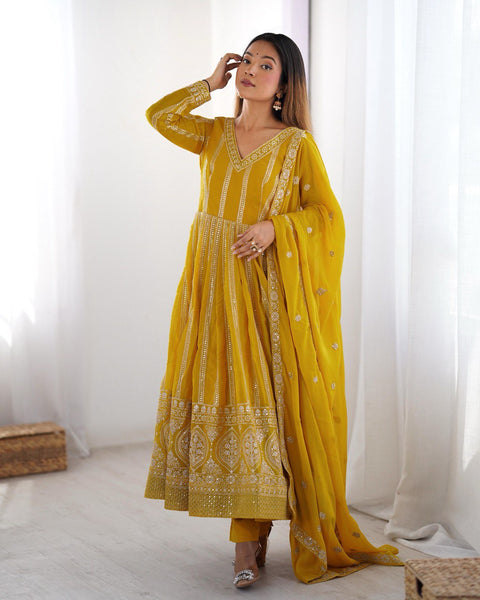 Designer Georgette Sequence Gown Set