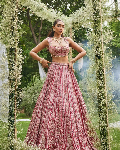 Wedding Wear Red Georgette Lehenga Choli