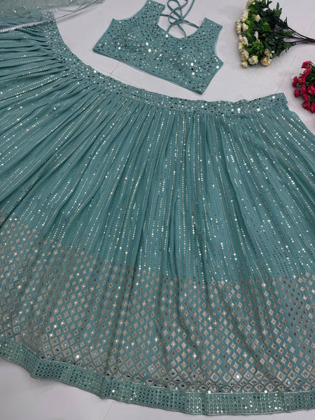 Latest Georgette Sequence Real Mirror Work Lehenga Choli