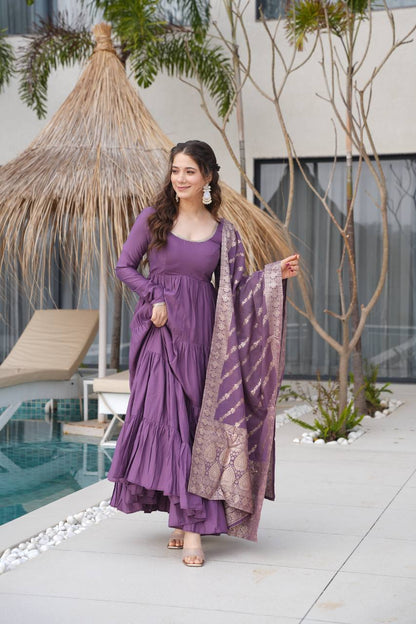 Trendy Roman Silk Chanderi Anarkali Suit