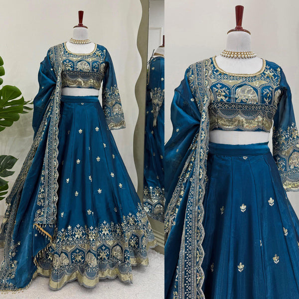 Wedding Wear Blue Color Lehenga Choli