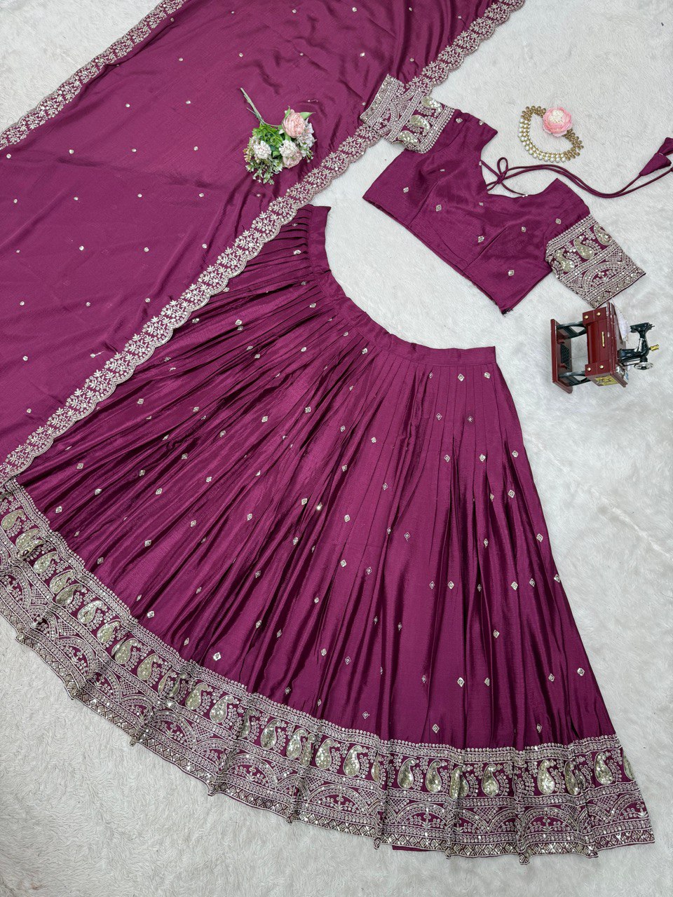 Latest Chinon SIlk Sequence Work Lehenga Choli