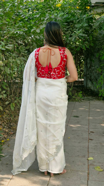 Organza Silk Sequence Work Saree Blouse