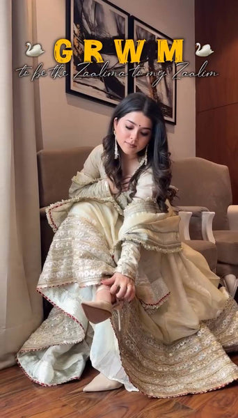 Off White Color Chinon Sequence Anarkali Salwar Suit