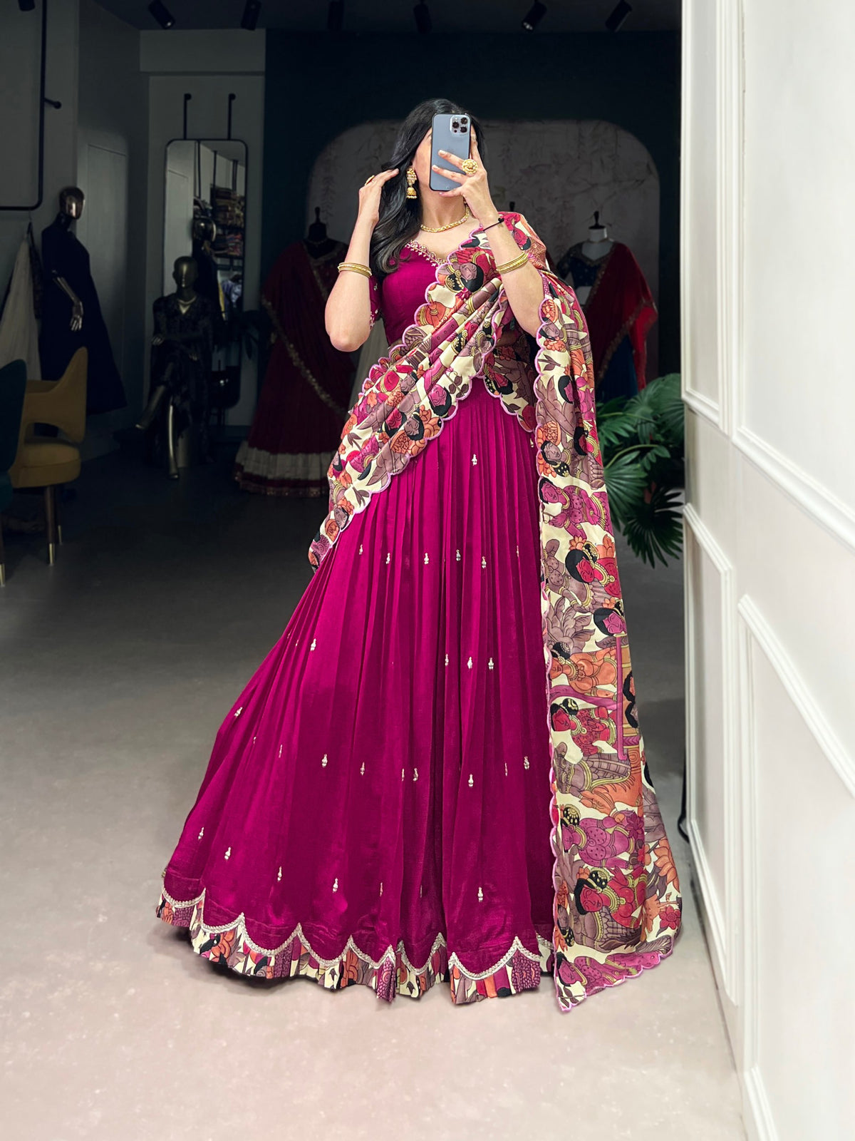 Wedding Wear Vichitra Silk Embroidery Lehenga Choli