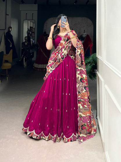 Wedding Wear Vichitra Silk Embroidery Lehenga Choli