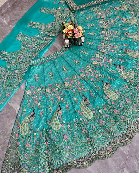 Latest Firozi Net Sequence Coding Lehenga Choli