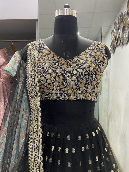 Latest Black Net Sequence Lehenga Choli