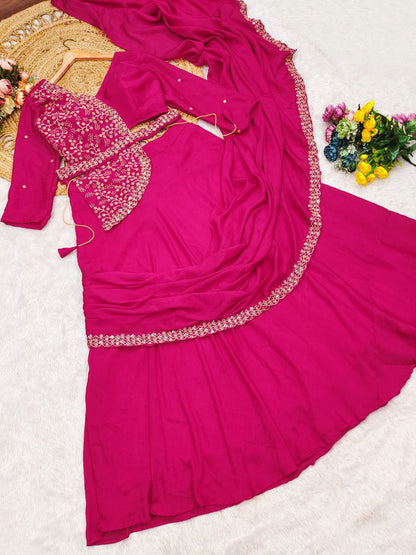 chinon silk ready to wear lehenga saree