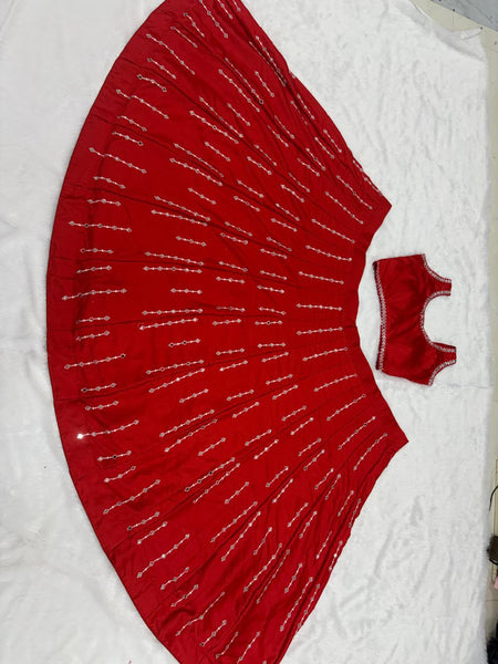 Exquisite Malai Satin Silk Embroidered Lehenga Choli with Real Mirror Work