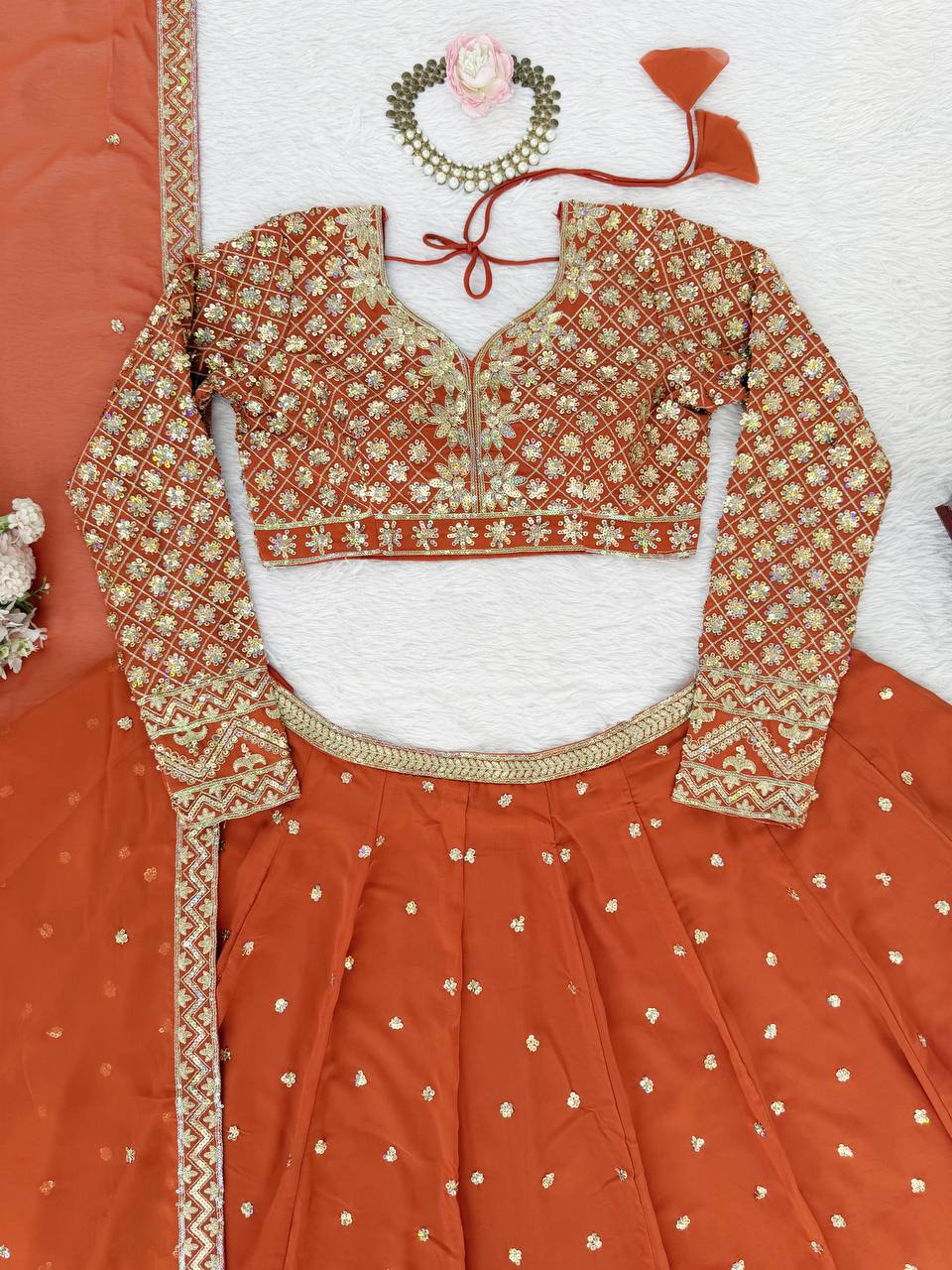 Premium Foux Georgette Lehenga Choli with Intricate Embroidery